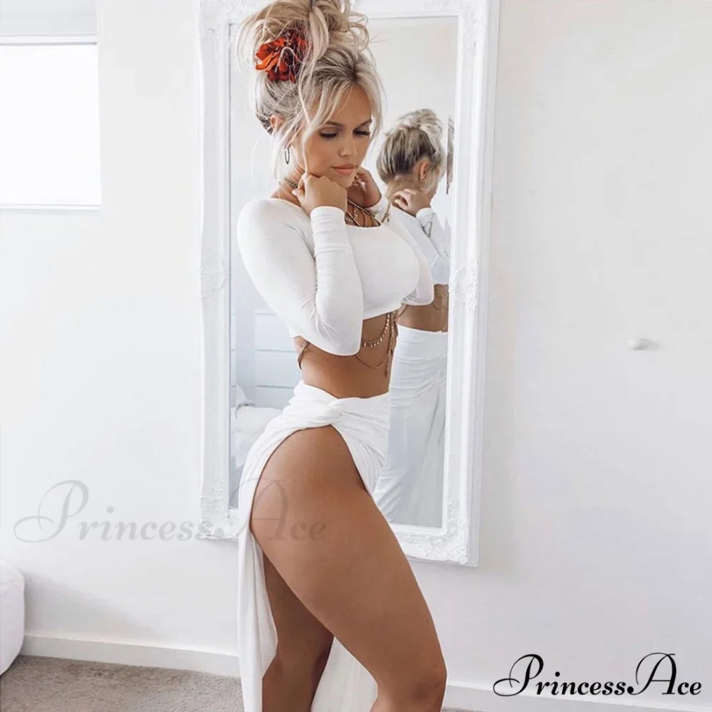 Long Sleeve Crop Top Modern & Sweater Dress Set - Image 3
