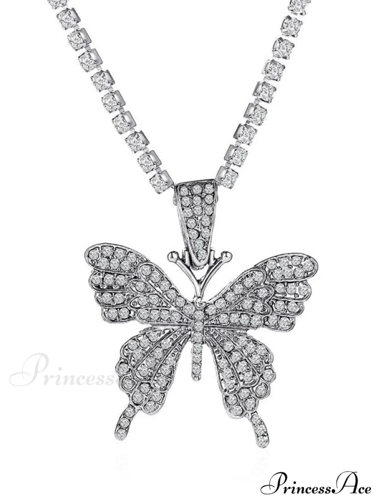 Rhinestone Butterfly Halter Trendy Asymmetric Crop Cami Top - Image 3