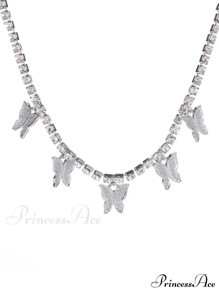 Rhinestone Butterfly Halter Trendy Asymmetric Crop Cami Top - Image 8