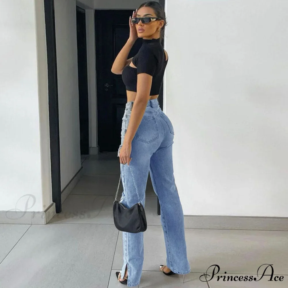Cut Out High Waist Faded Classic Distressed Skinny Jeans - Black - Image 2