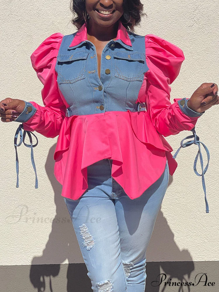 Denim Charming Patchwork Romper - Image 11