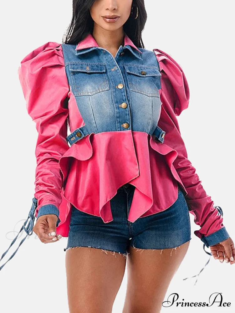 Denim Charming Patchwork Romper - Image 13