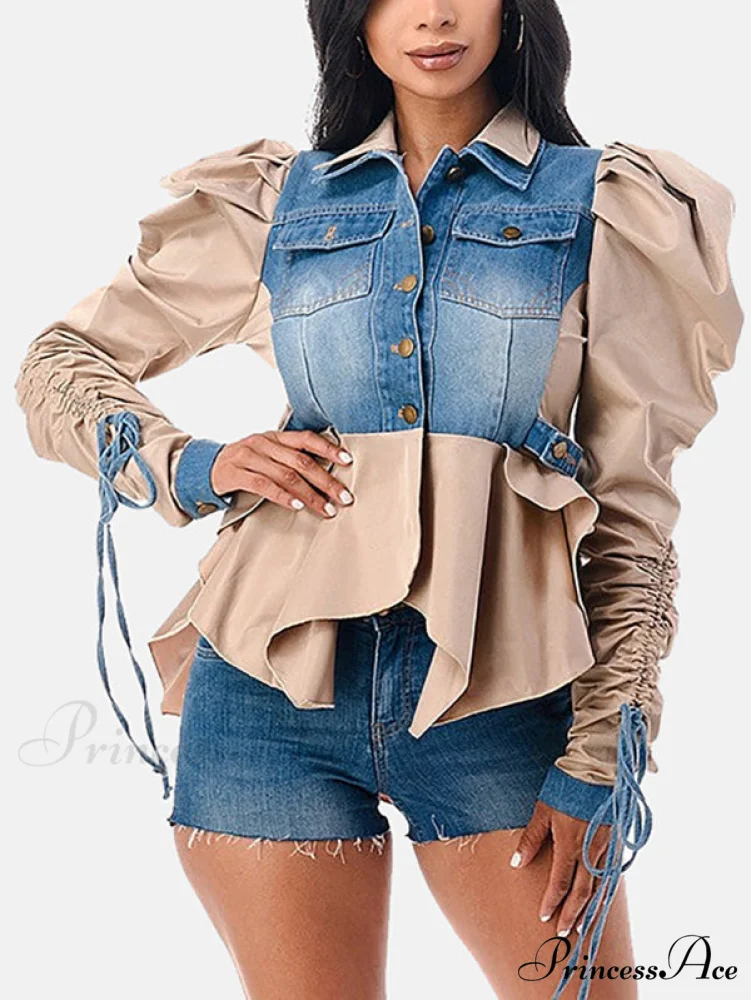 Denim Charming Patchwork Romper - Image 2