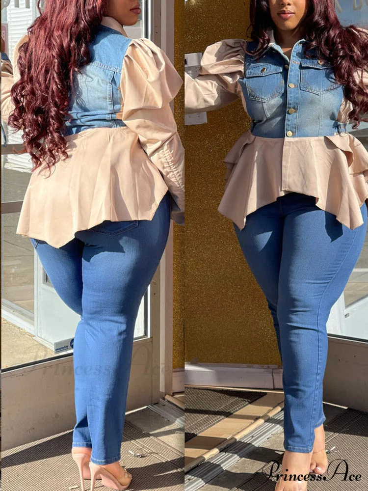 Denim Charming Patchwork Romper - Image 4