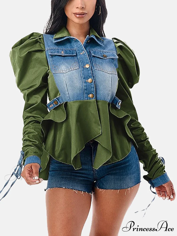 Denim Charming Patchwork Romper - Image 7