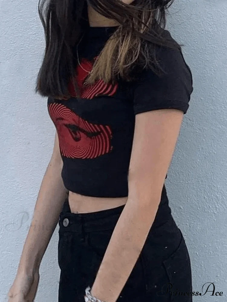 Eye Look Graphic Trendy Crop Tank Top - Image 3