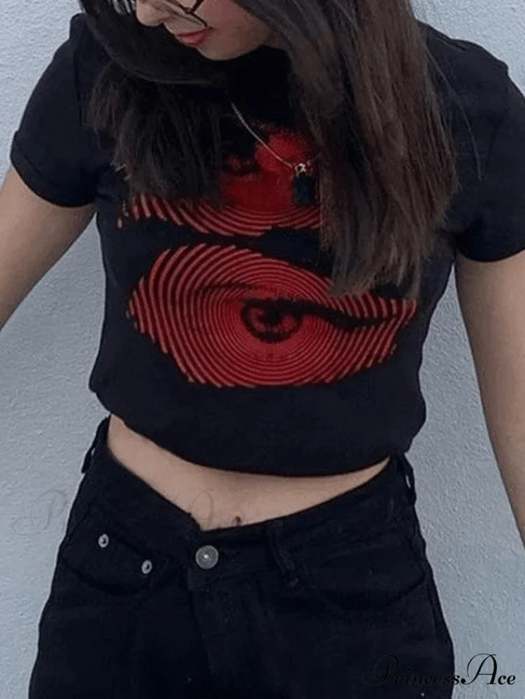Eye Look Graphic Trendy Crop Tank Top - Image 4
