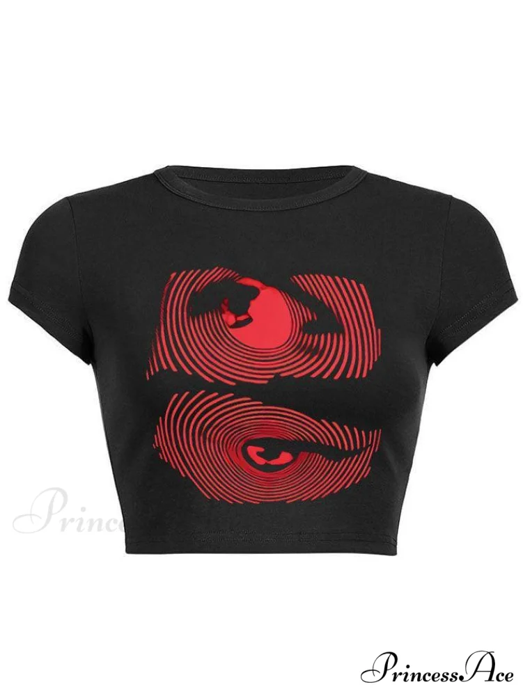 Eye Look Graphic Trendy Crop Tank Top - Image 5