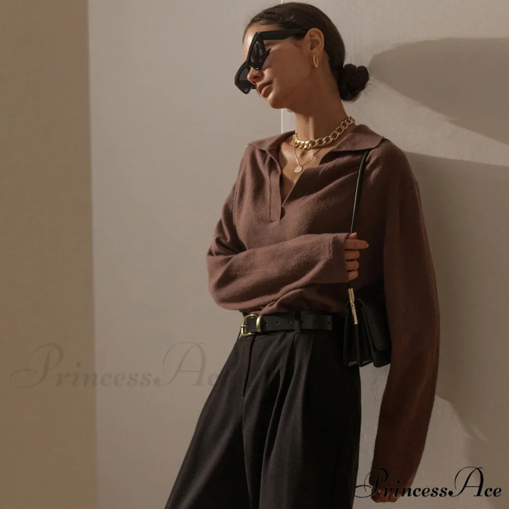 Fabulous Solid Color V Neck Classic Long Sleeve Sweater - Image 2