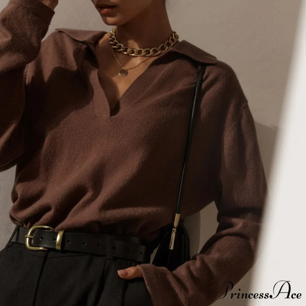 Fabulous Solid Color V Neck Classic Long Sleeve Sweater - Image 3