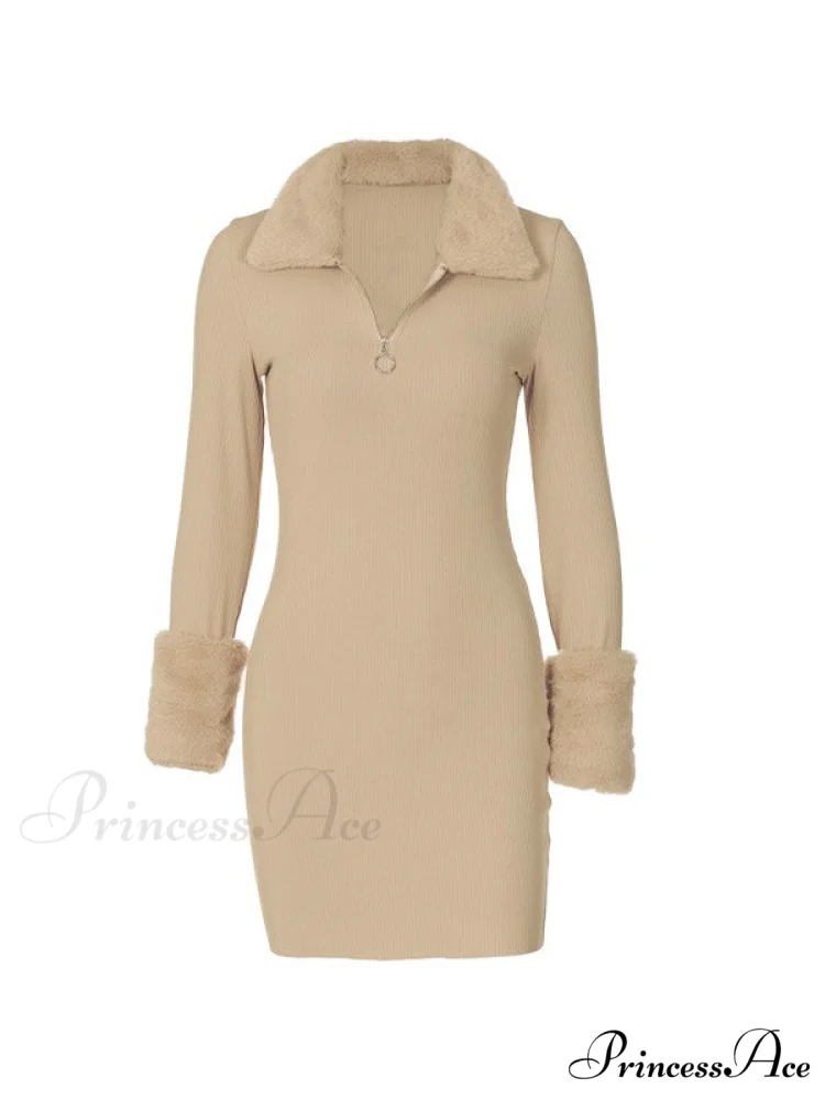 Faux Fur Trim Trendy Long Sleeve Set - Image 3