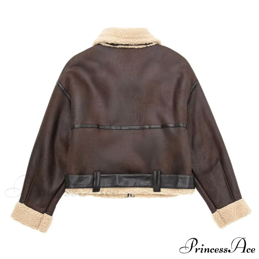 Fleece Solid Graceful Pockets Lapel Coat - Image 4