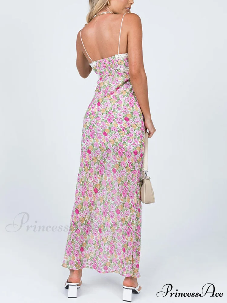Floral Lace Trim Trendy Checkered Cropped Tank Top - Image 3