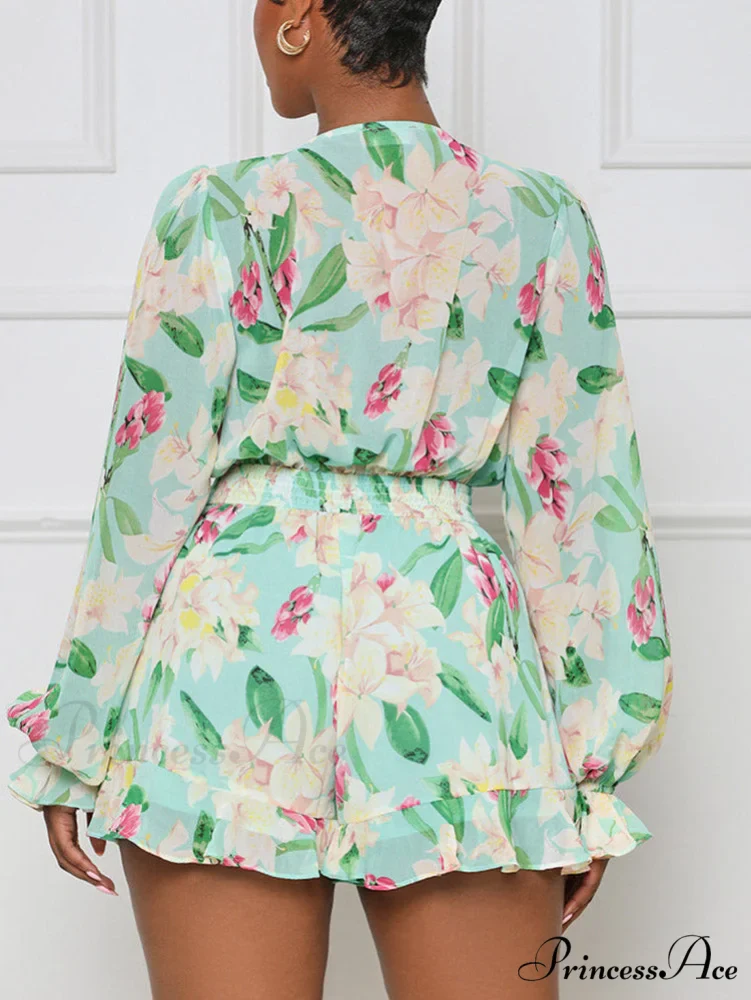 Floral Printed Puff Trendy Sleeve Midi Dress - Image 3