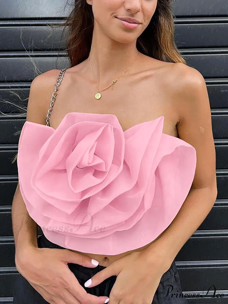 Floral Tie Strap Sheer Lace Mesh Sophisticated Scalloped Crop Tube Top - Lilac - Image 13