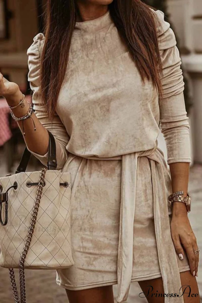 Florcoo Irregular Solid Trendy Collar Mini Dress - Image 5