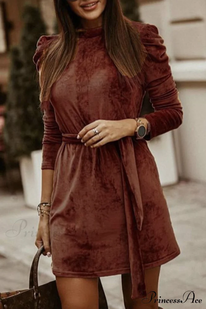 Florcoo Irregular Solid Trendy Collar Mini Dress - Image 6