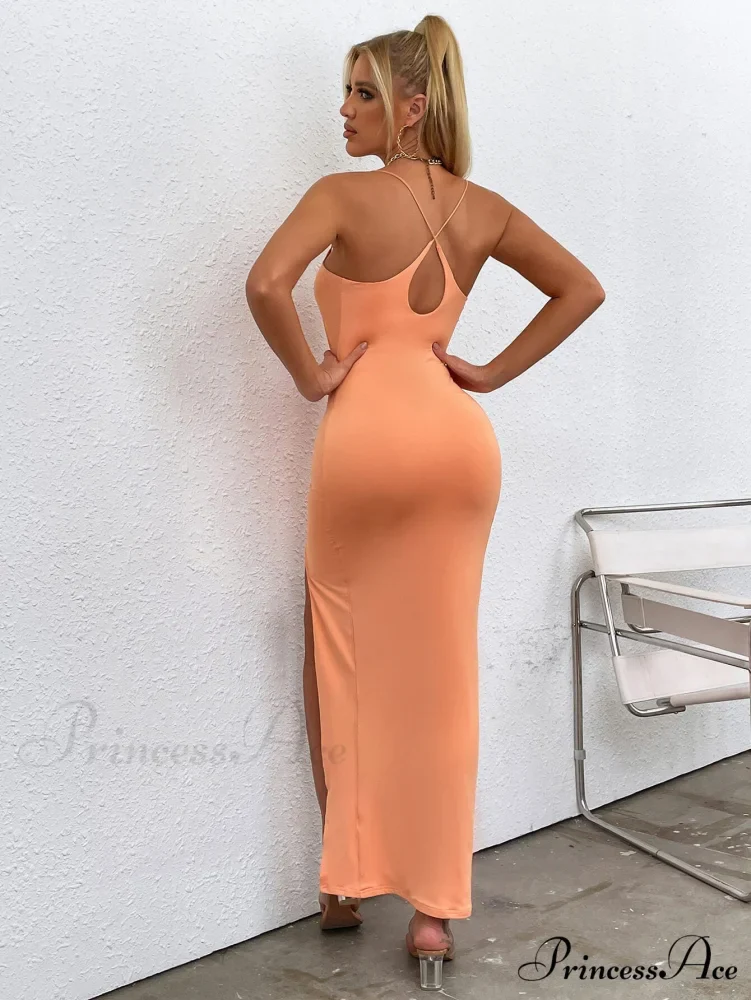 Asymmetrical Neck Glitter Trendy Strap Cut Out Dress - Image 8