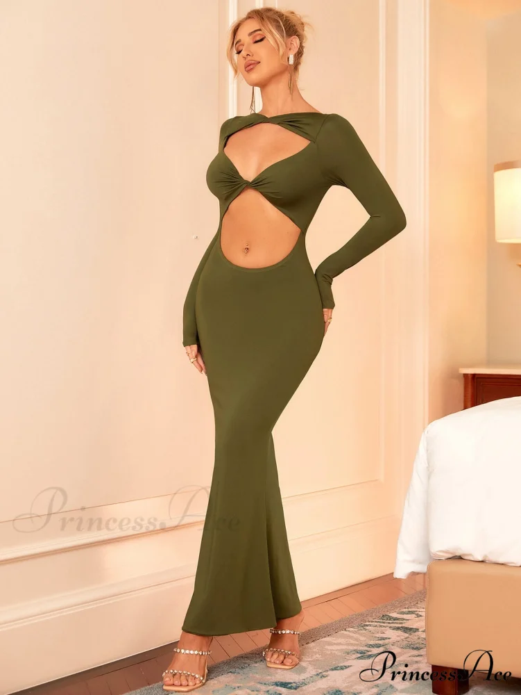 Halter Cut Graceful Out Bodycon Dress - Image 3