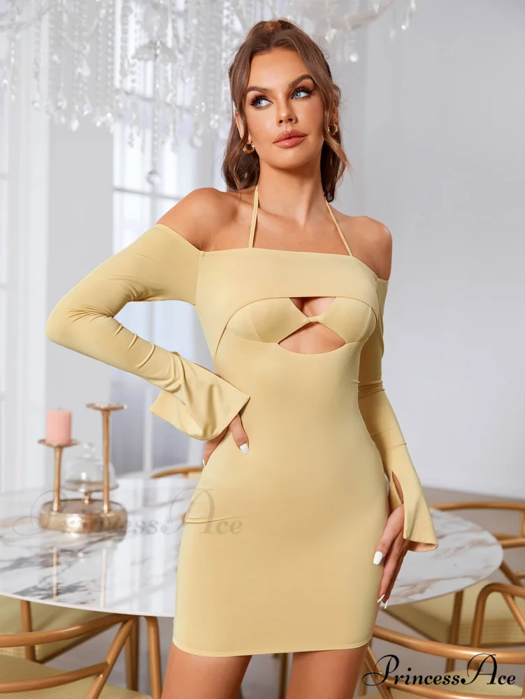 Cut Out Tie Trendy Backless Halter Bodycon Dress - Image 6