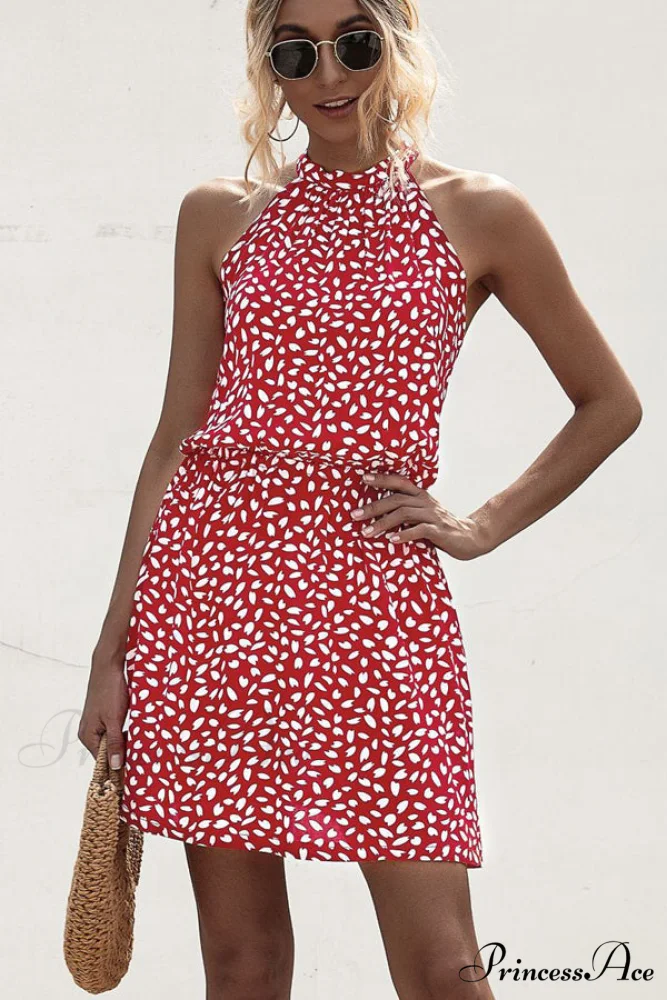 Flower Halter Neck A Modern Style Solid Casual Dress - Image 2