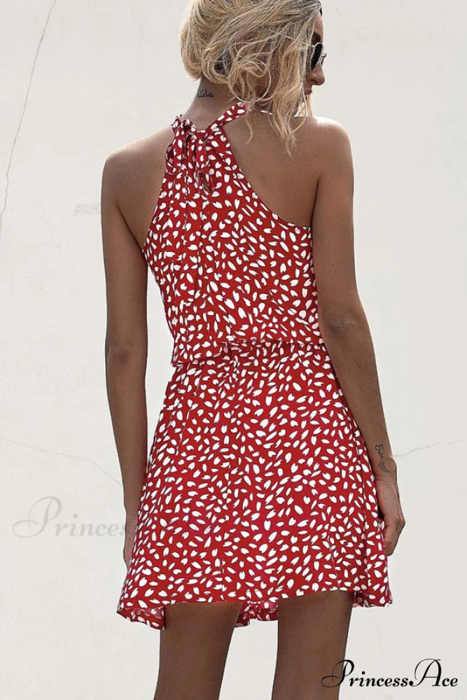 Flower Halter Neck A Modern Style Solid Casual Dress - Image 4