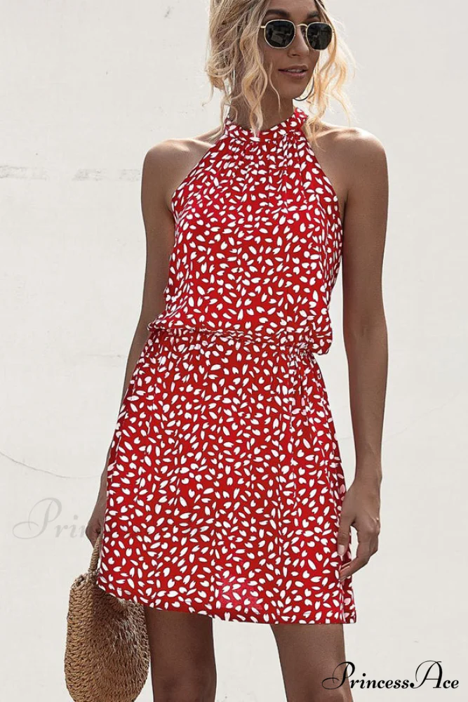 Flower Halter Neck A Modern Style Solid Casual Dress - Image 5