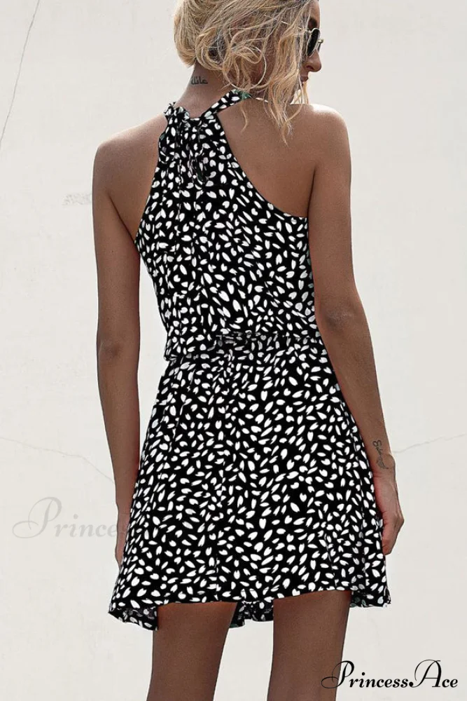 Chiffon Lace Solid Trendy Color Mini Dress - Image 3