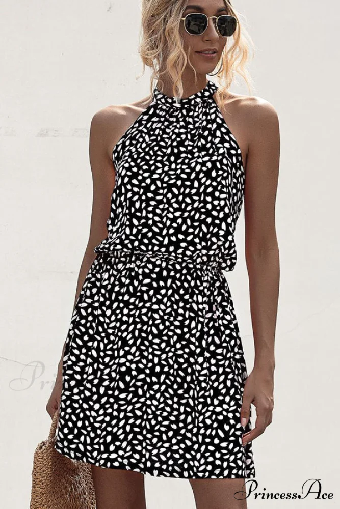 Chiffon Lace Solid Trendy Color Mini Dress - Image 4