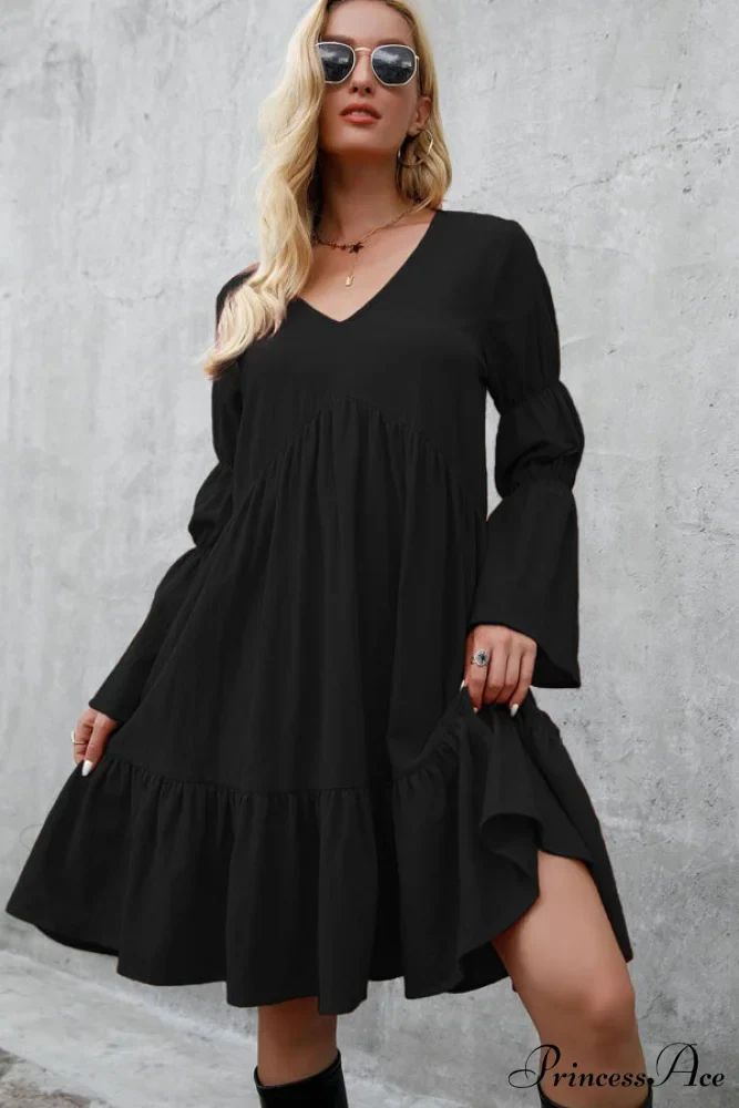 Fashion Solid Color Trendy V Neck Sleeveless Dress - Image 2