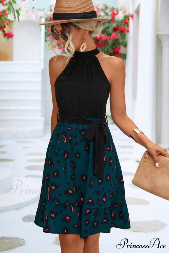 Floral Print Frill Trendy Sleeveless Casual Dress - Image 2