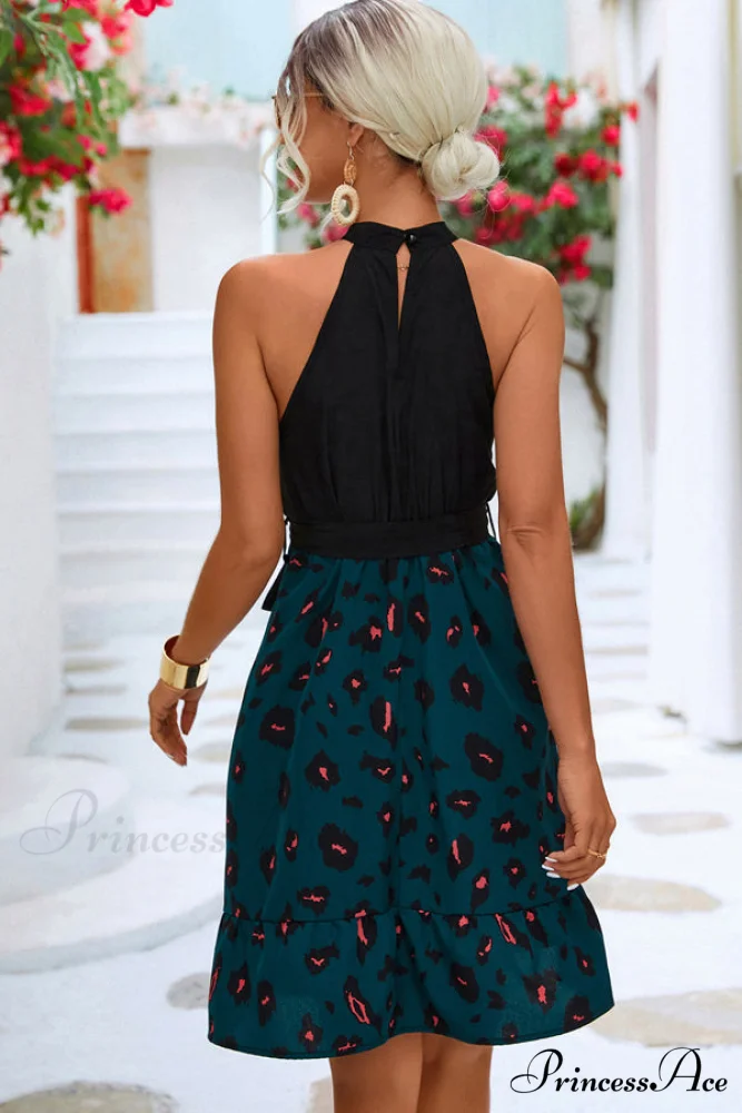 Floral Print Frill Trendy Sleeveless Casual Dress - Image 3