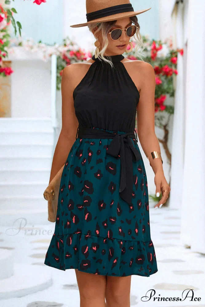 Floral Print Frill Trendy Sleeveless Casual Dress - Image 4