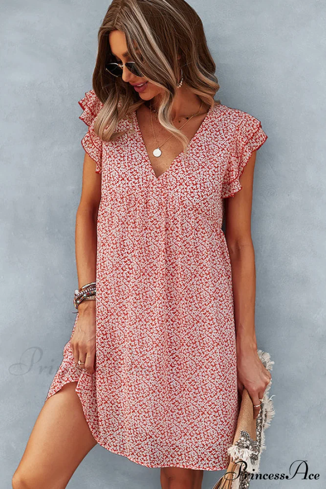 Bohemian Floral Print Trendy Sleeveless Casual Mini Dress - Image 5