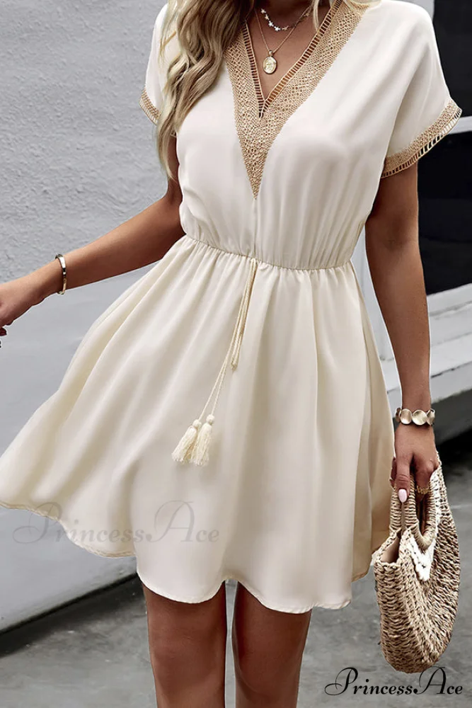 Fashion Sleeveless Solid Layered Modern Ruffle Hem Mini Dress - Image 3