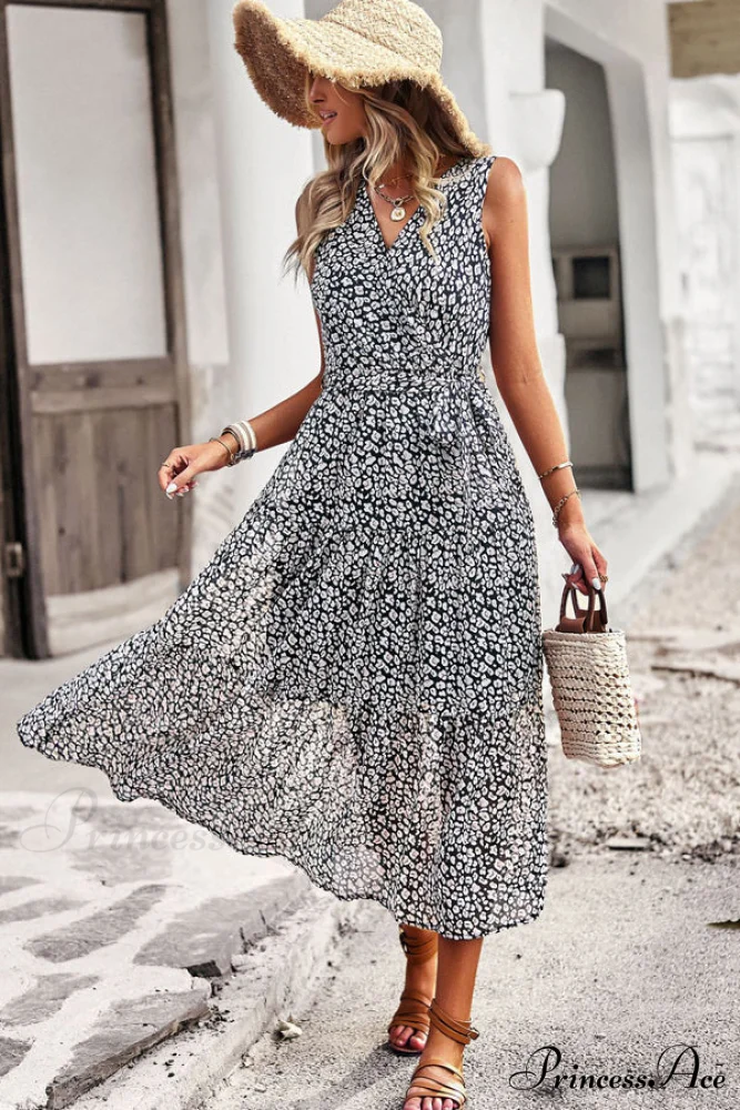 Fashion U Neck Trendy Button Midi Dress - Image 3