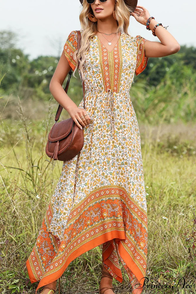 Fashion V Neck High Modern Waist Solid Casual Dress - Image 2