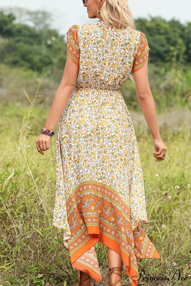 Fashion V Neck High Modern Waist Solid Casual Dress - Image 3