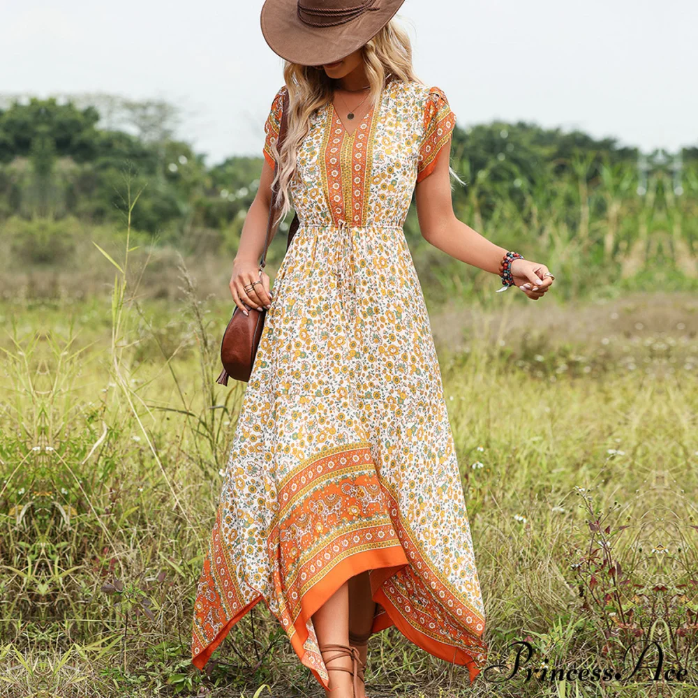 Fashion V Neck High Modern Waist Solid Casual Dress - Image 4