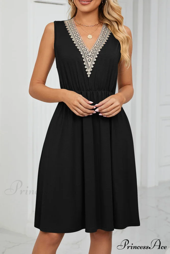 Jacquard Round Neck Trendy Sleeveless Casual Dress - Image 3