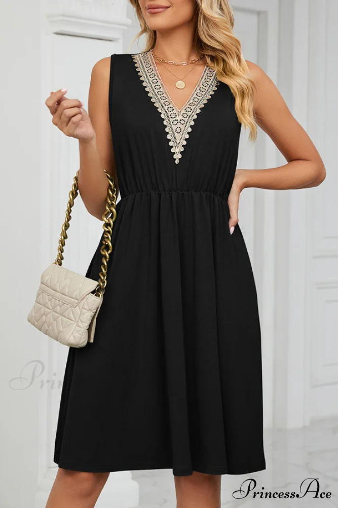 Jacquard Round Neck Trendy Sleeveless Casual Dress - Image 5