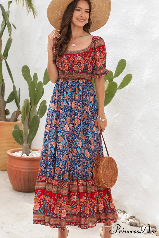 Floral Print Tie Waist Modern Strapless Mini Length Dress - Image 2