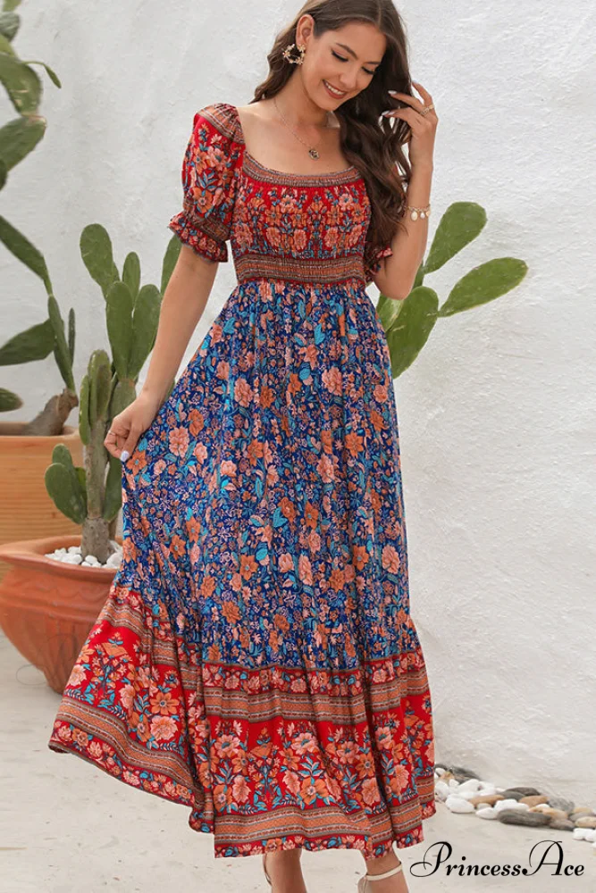 Floral Print Tie Waist Modern Strapless Mini Length Dress - Image 3