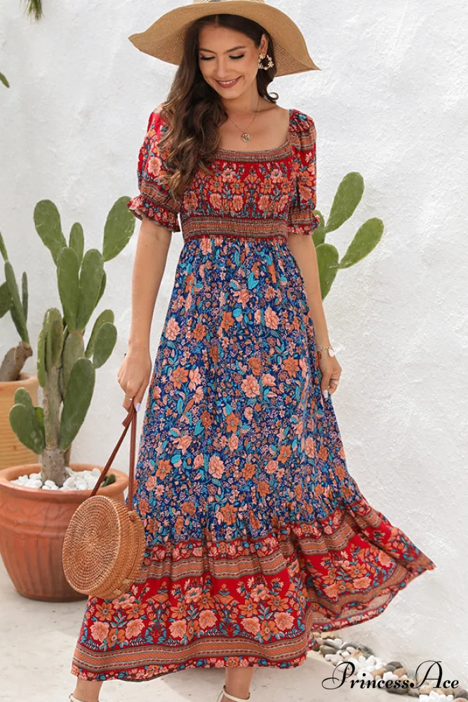 Floral Print Tie Waist Modern Strapless Mini Length Dress - Image 4