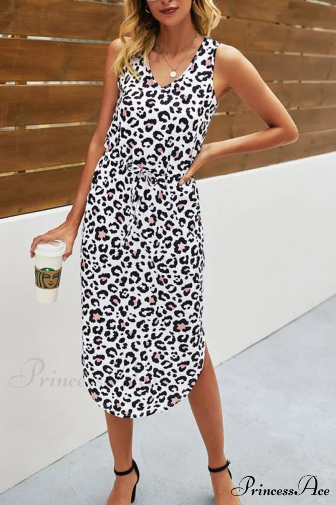 Leopard 3/4 Sleeves Shift Modern Above Knee Casual/Vacation Tunic Dresses - Image 4