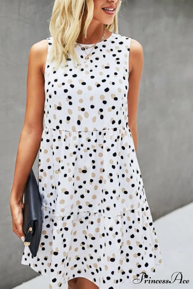 Leopard Print Asymmetric Hem Modern Drawstring Waist Casual Dress - Image 3