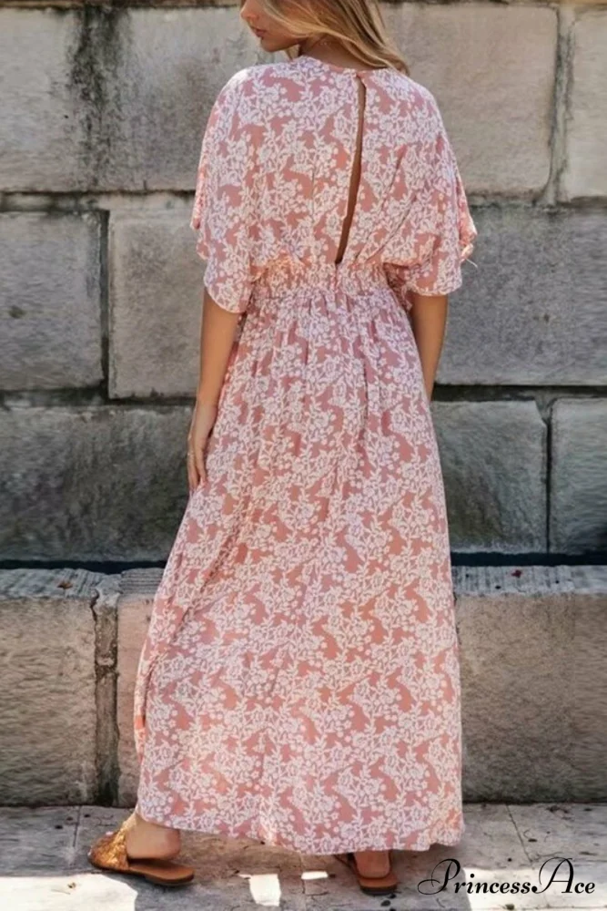 Flowy Leopard Printed Backless Modern Deep V Beach Maxi Dress - Image 3