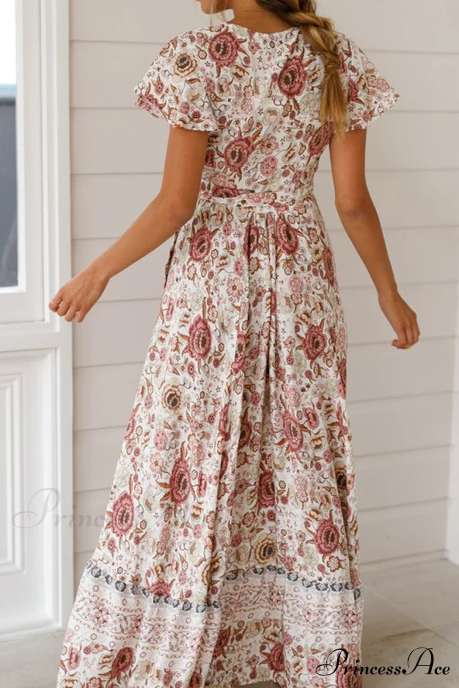Bohemian Print Split Trendy High Waist Maxi Dress - Image 5