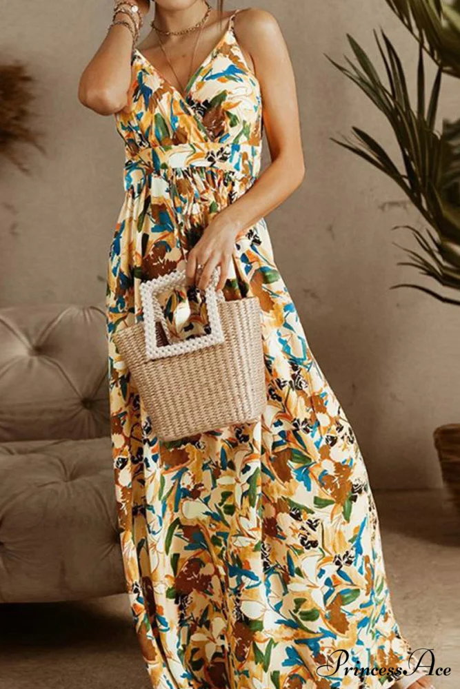 Boho Style Sleeveless Trendy Print Maxi Dress - Image 2