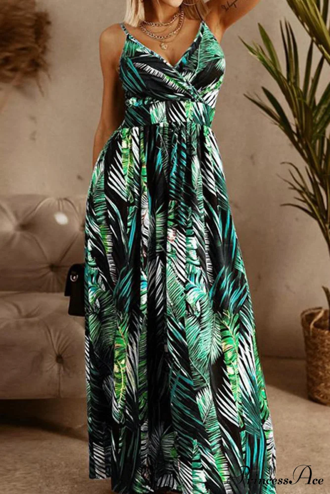 Boho Style Sleeveless Trendy Print Maxi Dress - Image 3